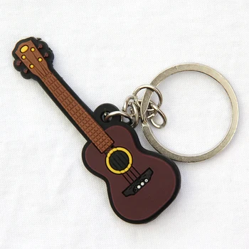 

FREE SHIPPING BY DHL 100pcs/lot Novelty Rubber Ukulele Shaped Keychains Music Instrument Keyrings for Musical Gifts