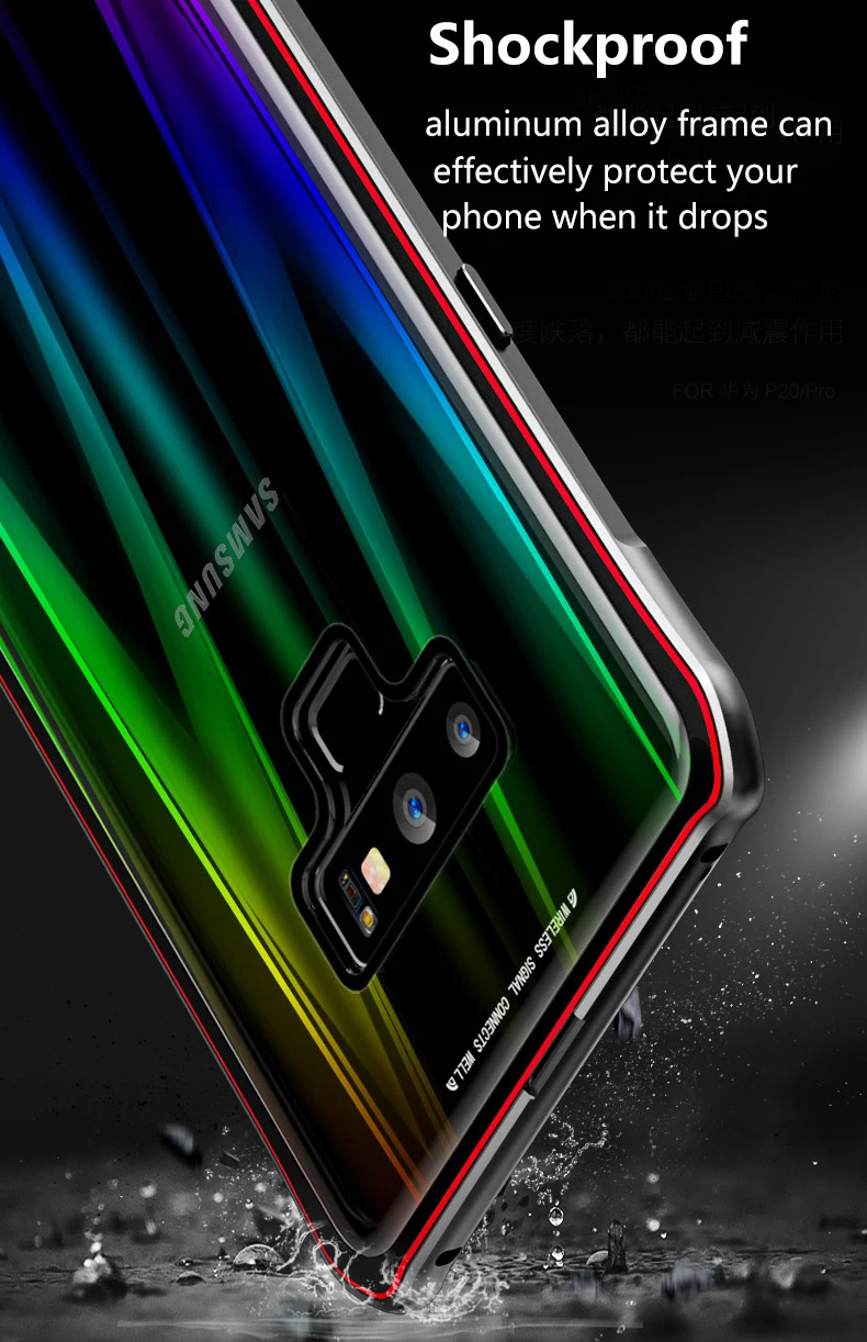 Для samsung примечание 9 чехол Роскошные Жесткий Магнитная Алюминий сплав прозрачный Стекло Защитная Броня чехол для телефона для примечание 9 чехол