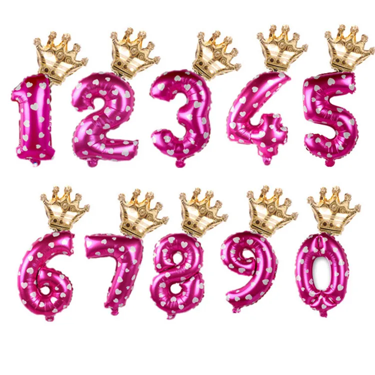 2 шт./лот 32 дюймов номер Фольга воздушные шары цифры Воздушный баллон детское День рождения и надписью «Wild One» для вечерние украшения - Цвет: Pink dot