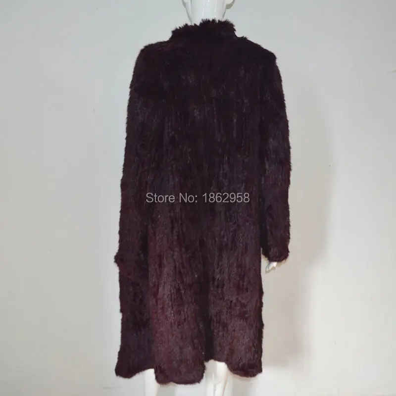 SJ459-03, Новая модная женская вязаная Меховая куртка с кроличьим мехом, темно-винная Рождественская куртка с мехом