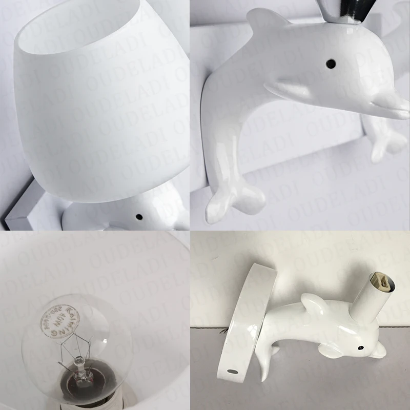 Современные Стеклянные Настенные светильники с дельфином из смолы E27 G4