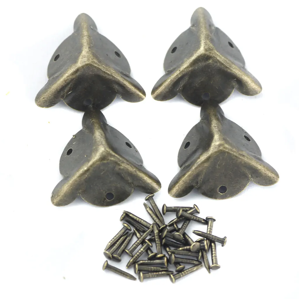 4 Pack 20mm Vintage Alloy Corner Protector Decorative Table Desk Edge Covers for Wooden Box Case Furniture