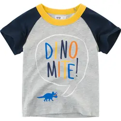 Летние дети мультфильм печати для маленьких мальчиков девочек Рубашка с динозаврами для детей Единорог футболки Одежда для мальчиков