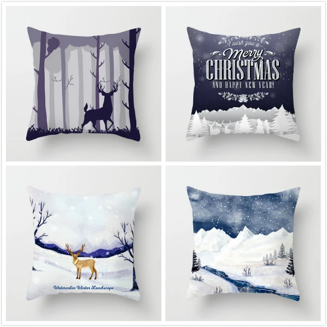 

Fuwatacchi 45cm*45cm Christmas Deer Cushion Cover Polyester Throw Pillow Cover for Car Home Sofa Decorative Pillowcase 2019