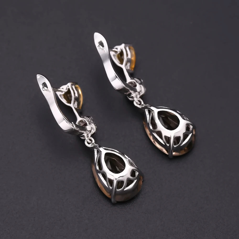 Gem's Ballet 10.44Ct Натуральный дымчатый кварц цитриновый гранатовый женские свадебные серьги 925 Висячие серьги из серебра 925 пробы ювелирные изделия