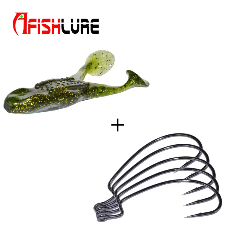 2pcs/lot 105mm 13g Afishlure Frog Soft Bait Fishing Lures And 49mm Wide Belly Crank Hook Hooks Lure | Спорт и развлечения