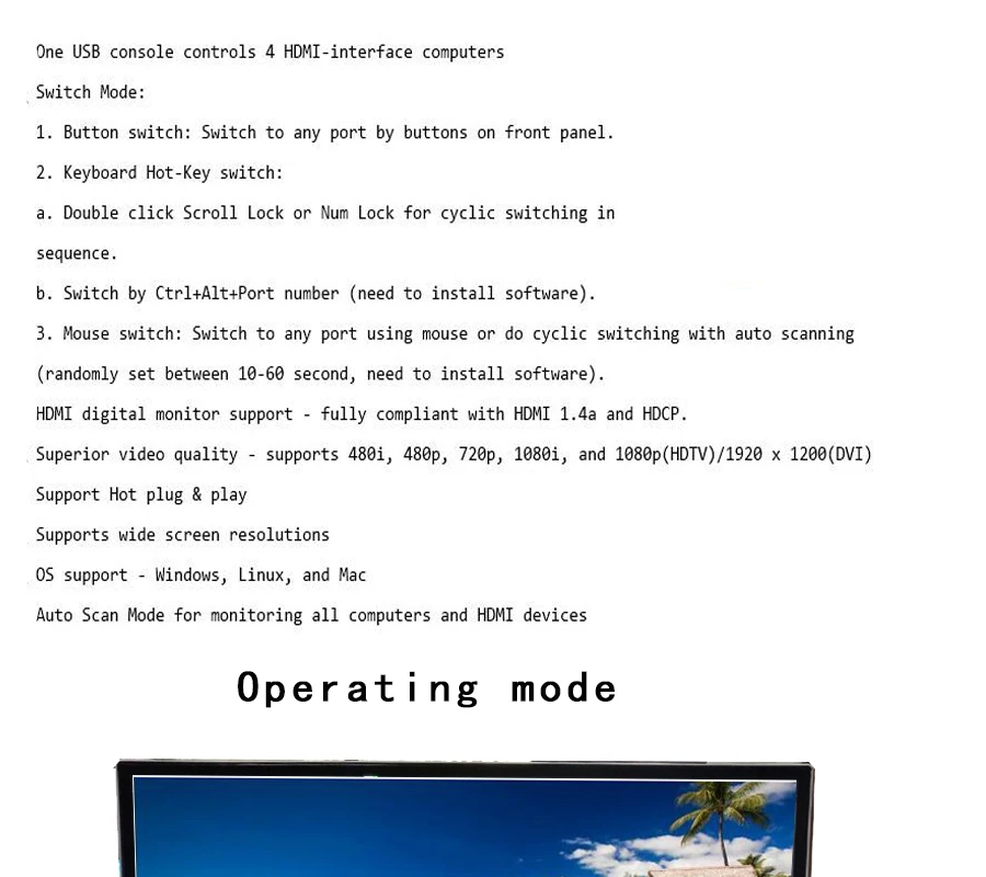 HDMI коммутатор 4 порта USB KVM коммутатор 4 компьютера поделиться набором клавиатуры мышь монитор Поддержка Hotkey мышь переключение