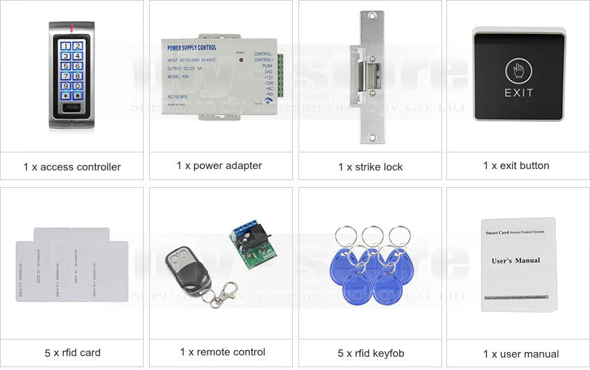 DIYSECUR пульт дистанционного управления 125 кГц RFID металлическая клавиатура система контроля доступа комплект безопасности+ замок удара+ сенсорный переключатель K2