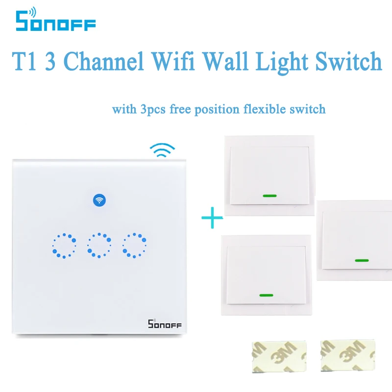 2017 New Arrival Sonoff T1 3gang 2way Wifi Wireless Rf App