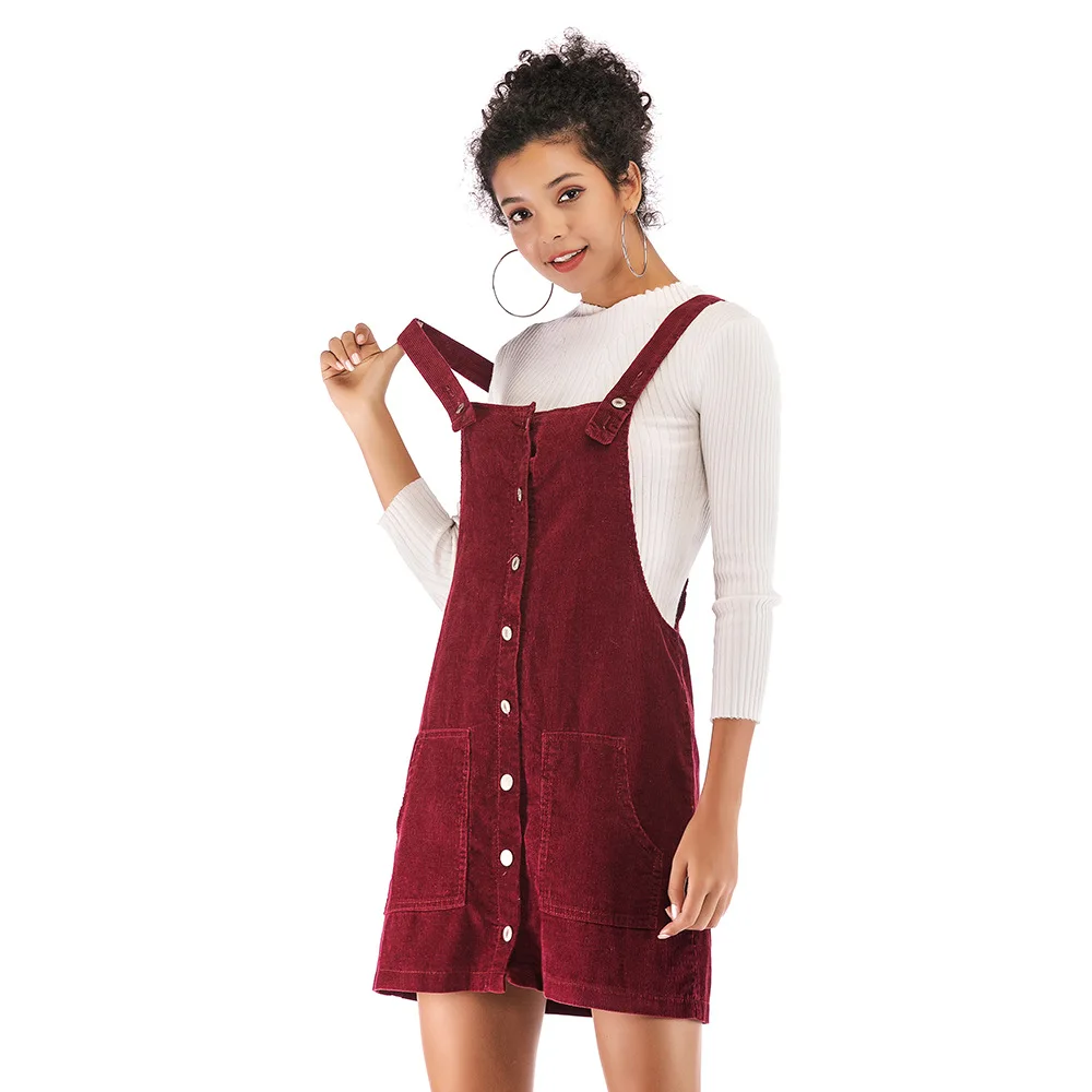 overall button dress