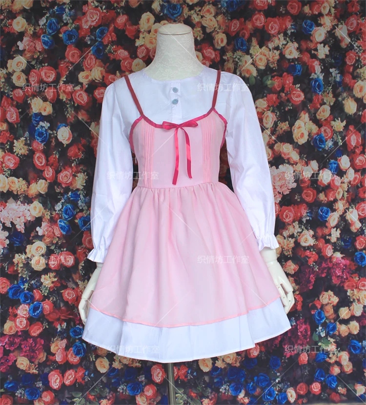 Your Lie in April Kaori Miyazono Anime Pink White Daily Lolita Dress Cosplay Cos
