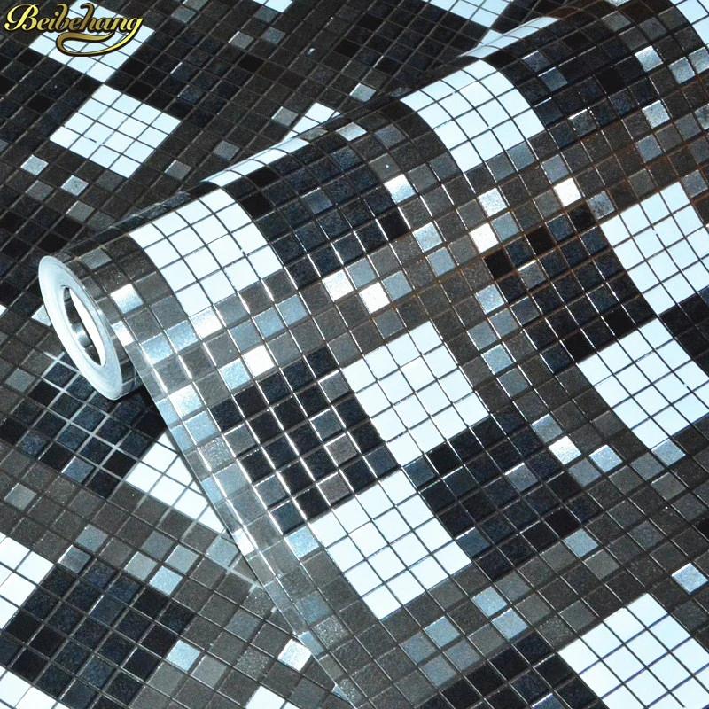 

Black and white solid mosaic 3d wallpapers modern, personality shoes clothes store wallpaper roll, PVC wall paper moderns