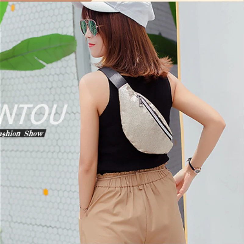

New Arrival Waist Bag Women Waist Packs Belt Bags Luxury Fashion Women Bling Sequins Shoulder Messenger Chest Bag Shining Hot