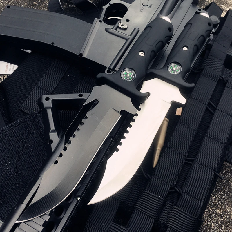 

59HRC Tactical Knives Outdoor Wilderness Fixed Blade Knife Survival Rescue Tools Camping Hunting Combat Knife Multi Cutter EDC