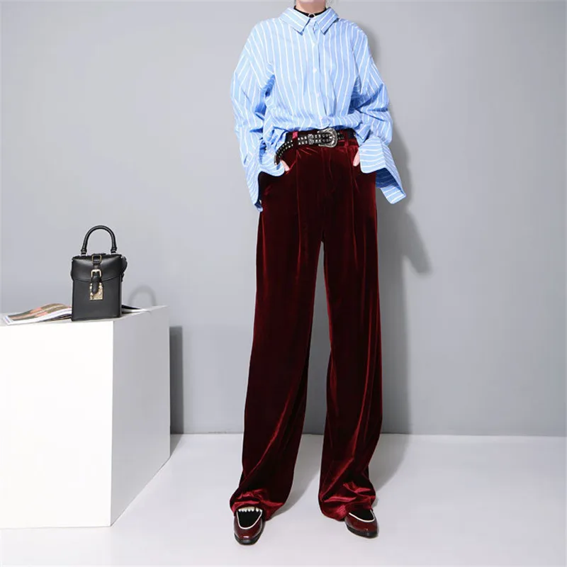 Women Velvet Wide Leg Pants04