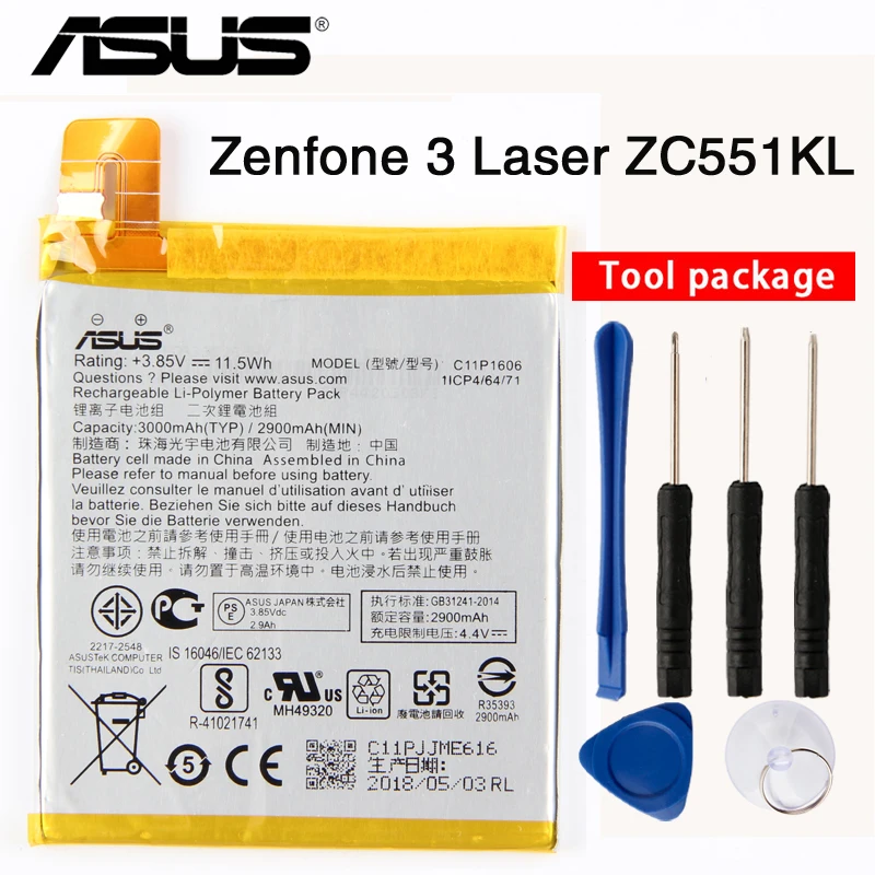 Оригинальный телефон ASUS C11P1606 аккумулятор большой емкости для Zenfone 3 Laser 5 дюйма
