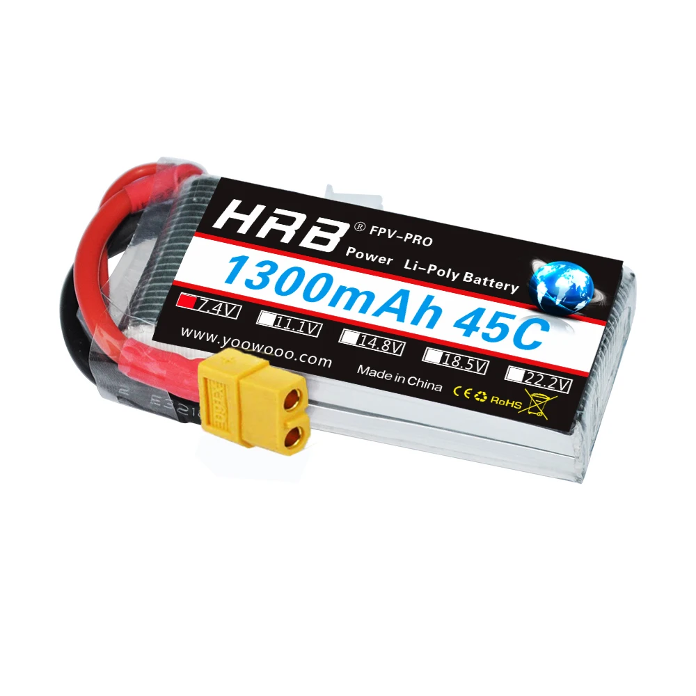 

HRB RC Battery 7.4V 1300mAh 45C 90C 2S Lipo Battery RC Battery for AKKU Car Helicopter Boat CX-35 CX35