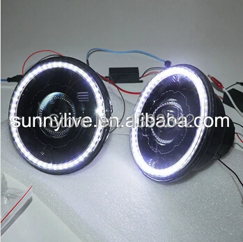 

FOR Jeep for Wrangler LED Head Light LED White Color Angel Eyes 2007-2015 Year with BI Xenon Projector Lens