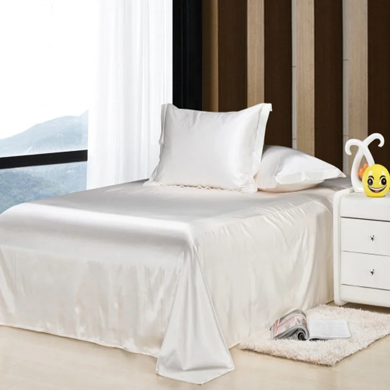 

100% satin silk bedding set 3Pcs Bed sheet set sabanas de seda silk ropa de cama,bedclothes home textile,Bed Linens flat sheets