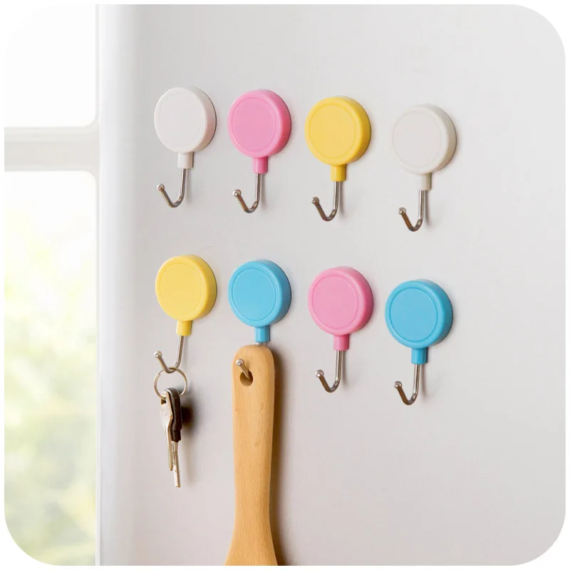 

2pcs! Strong magnet Round heart shape Magnetic Holder microwave refrigerator Key message Sticker Hook Kitchen tableware hanging