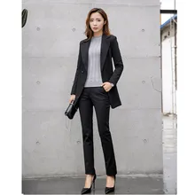 Костюм со штанами, костюм для MS woman, пиджак+ штаны, деловой костюм из двух предметов с длинными рукавами
