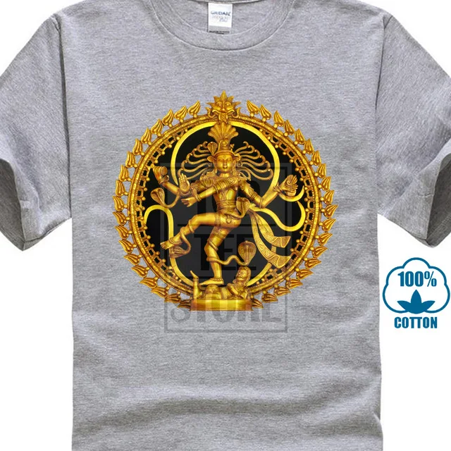 Летняя стильная модная Винтажная Футболка Shiva Ii буддистская шиваизма Yogaer Будда Hinduism Om рубашка с индийским принтом серого цвета для мужчин - Цвет: Серый