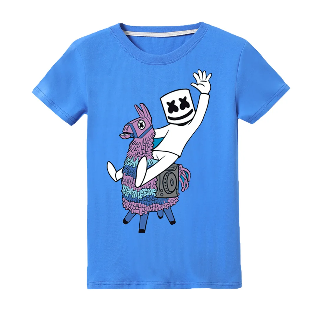 

2019 Summer New Kids DJ Marshmello Children Music Smile T-Shirt Fornite Clothes Boy Short Sleeve Fashion Tops Tees 100% cotton