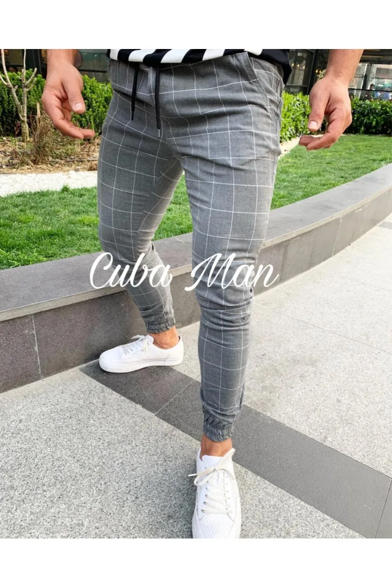Light Gray UK мужские спортивные штаны для спортзала, клетчатые повседневные штаны, облегающие длинные штаны для бега - Цвет: Light Gray
