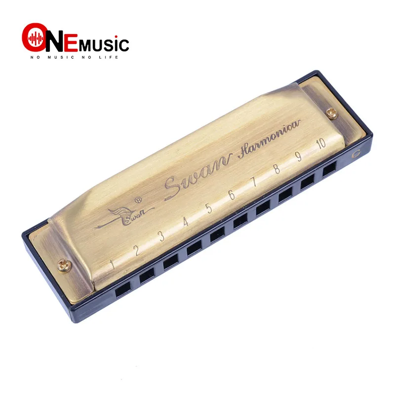 Brass Bronze color Vintage Swan Harmonica SW1020 8 10 hold 20 tone