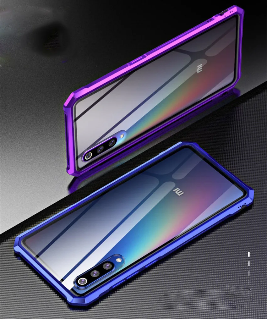 For Xiaomi Mi 9 Case Metal Bumper Glass Back Cover For Xiaomi 9 mi9 Transparent Tempered Glass Phone Case (1)