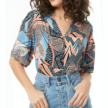 2019 Striped Turn Down Collar Women Blouses Summer Short Sleeve Chiffon Blouse Shirt Casual Tops Printed Blusas Office Shirt 2019 Striped Turn Down Collar Women Blouses Summer Short Sleeve Chiffon Blouse Shirt Casual Tops Printed Blusas Office Shirt