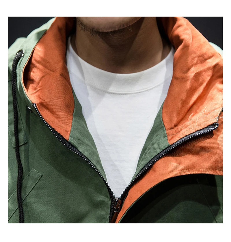 Army Green Trench Coat Men Korean Style Fashion Clothing Male Hooded Trench Coat Jacket Mens  (26)