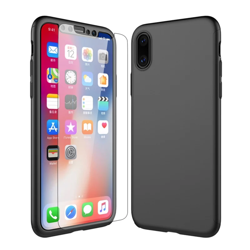 Luxury Case for iPhone X 360 Full Body Protection Phone Cases Thin Hard All Coverage Cover