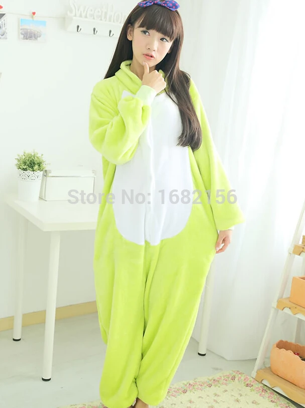 Kigurumi взрослых милый лягушка Onesie унисекс фланелевые пижамы теплые животных Домашняя одежда косплэй костюм