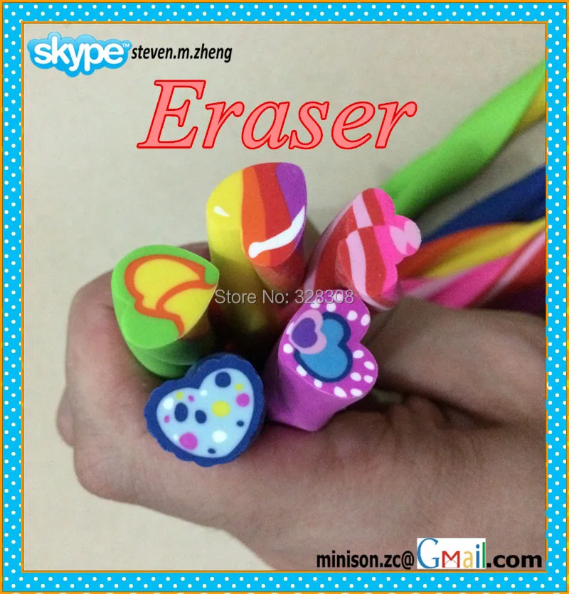 330*13 mm colorful twisted rubber eraser, 2013 novelty stationery items