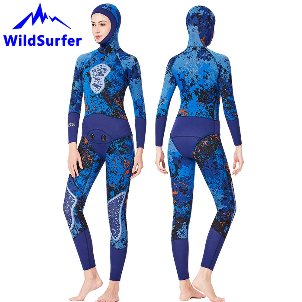 WildSurfer из двух предметов Гидрокостюмы мокрого типа 5 мм SCR неопрен зимние тапочки для пар камуфляжные плавки Для женщин гидрокостюм для подводной охоты Для мужчин водолазный костюм W129