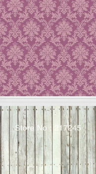 

HUAYI Damask Backdrop Wooden Floor Photography Newborns Props backgrounds 5ftX7ft D-090