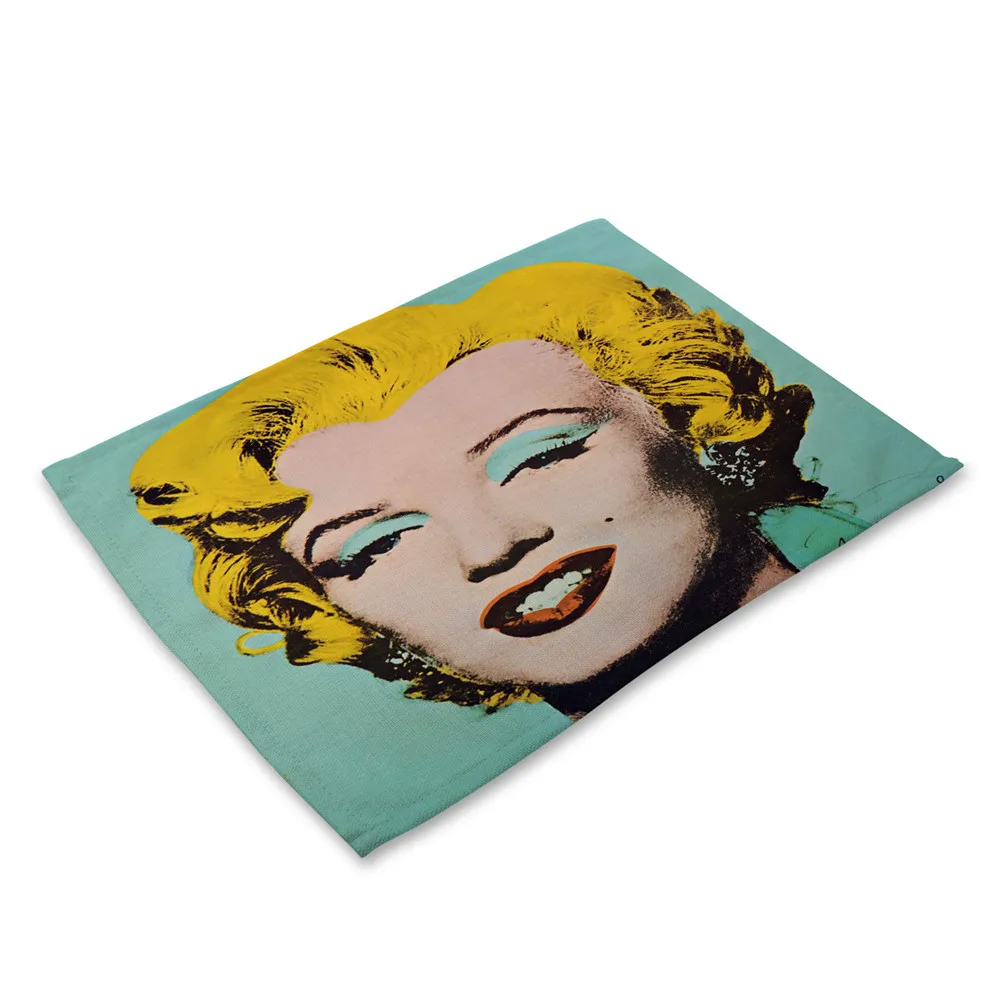 عالية الجودة طاولة طعام الحصير فن البوب مارلين مونرو القطن الكتان المواد المطبخ المنزل ديكور للطاولات شابلن المفارش