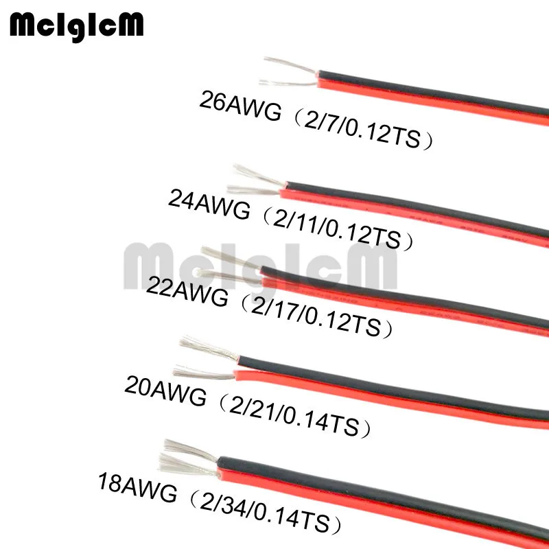 

10M 18/20/22/24/26 Gauge AWG Electrical Wire Tinned Copper Insulated PVC Extension LED Strip Cable Red Black Wire Cable