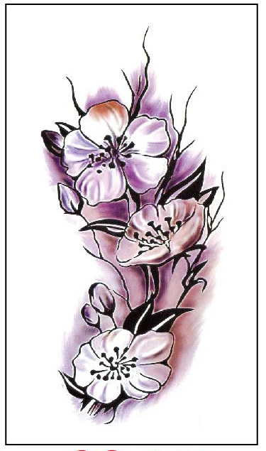 

Waterproof Temporary Tattoo Sticker 3D romantic butterfly orchid flower Water Transfer flash tatoo fake tattoo for men women