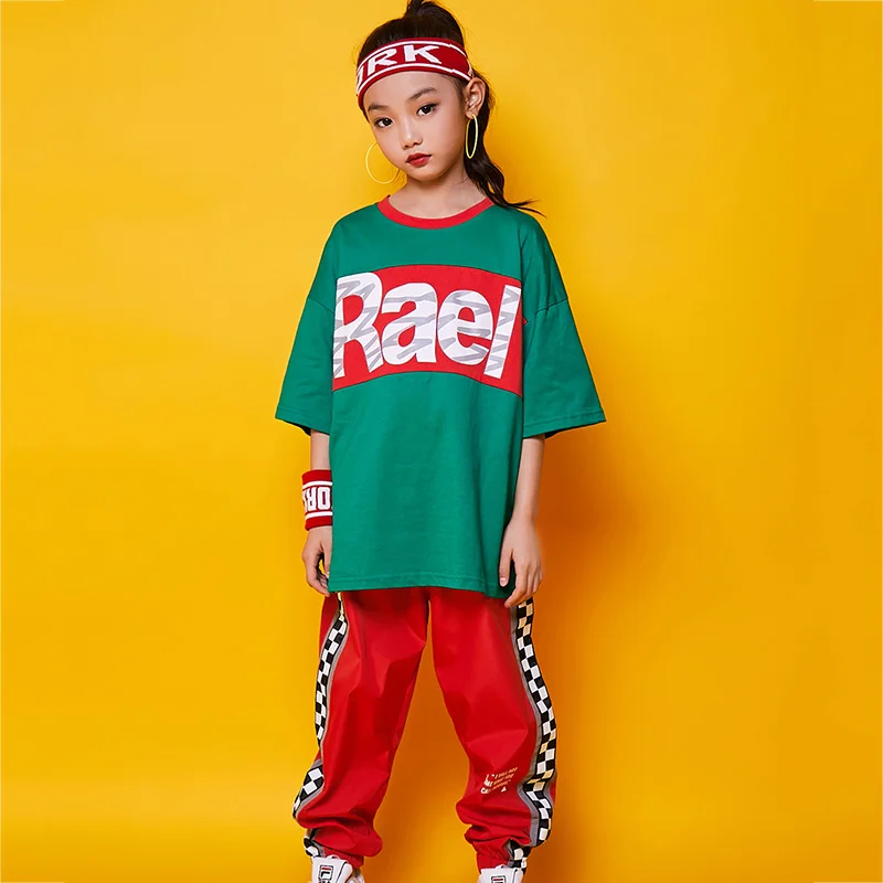 

Jazz Dance Costume Boys Streetwear Dancing Trousers Clothing Girls Kids Streetdance Suit Hip Hop Costumes Stage Outfits DN3675