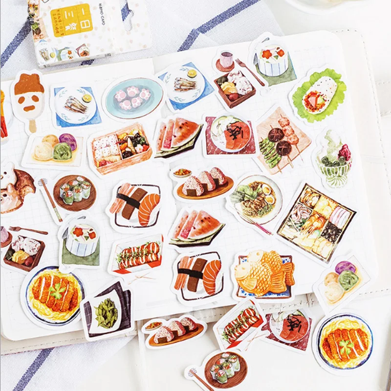 

46Pcs/box Creative Three meals a day mini Decoration paper sticker DIY diary scrapbooking seal kawaii Sticker stationery