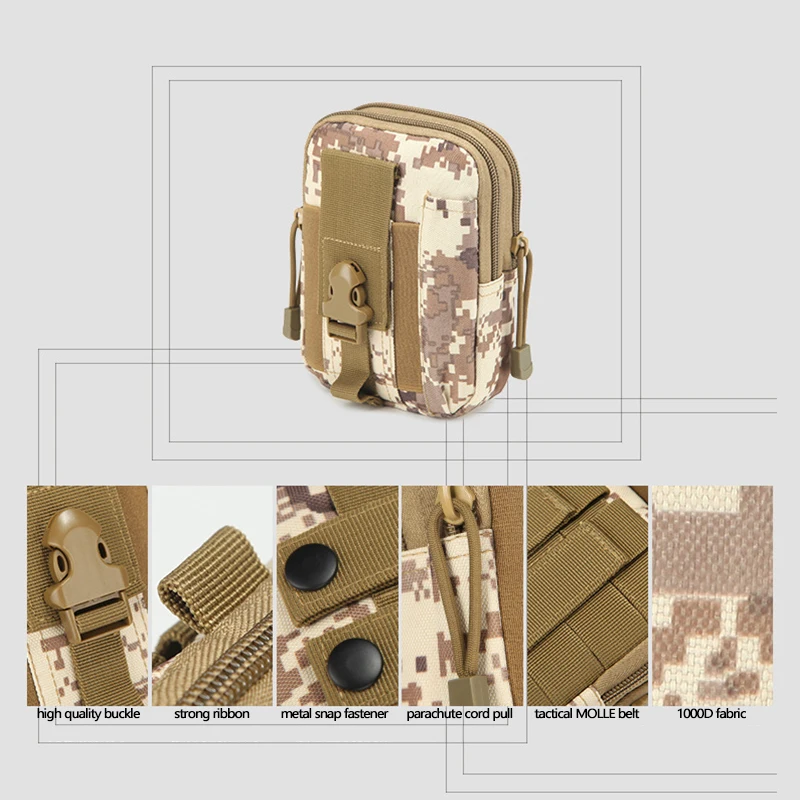 Джунгли камуфляж Кемпинг Альпинизм Военная Тактическая холщовая поясная сумка Пояс кошелек сумка портативный телефон сумки