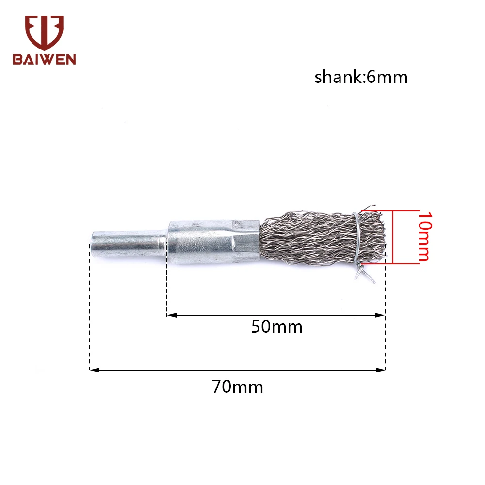10 шт. проволочная щетка из нержавеющей стали для металла 0,3 мм проволока 6 мм хвостовик Аксессуары Dremel