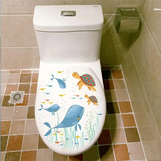 

% Underwater Fish Dolphin Tortoise wall stickers decals art bathroom window Refrigerator toilet bathroom decoration wallpaper