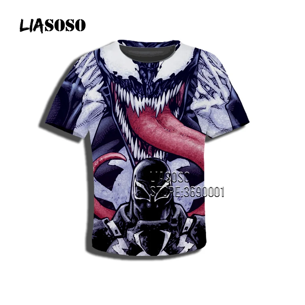 LIASOSO/Повседневная футболка с 3D принтом супергероя Venom для мальчиков и девочек летняя футболка одежда для детей уличная одежда, топы K17