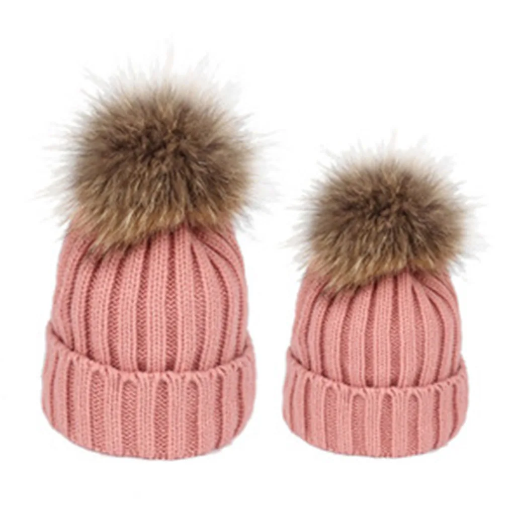 

2PCS Mother Child Baby Toddler Kids Girls Boys Warm Hat Winter Beanie Knitted Cap New Kids Warm Knitted Hat Newborn Beanie Cap