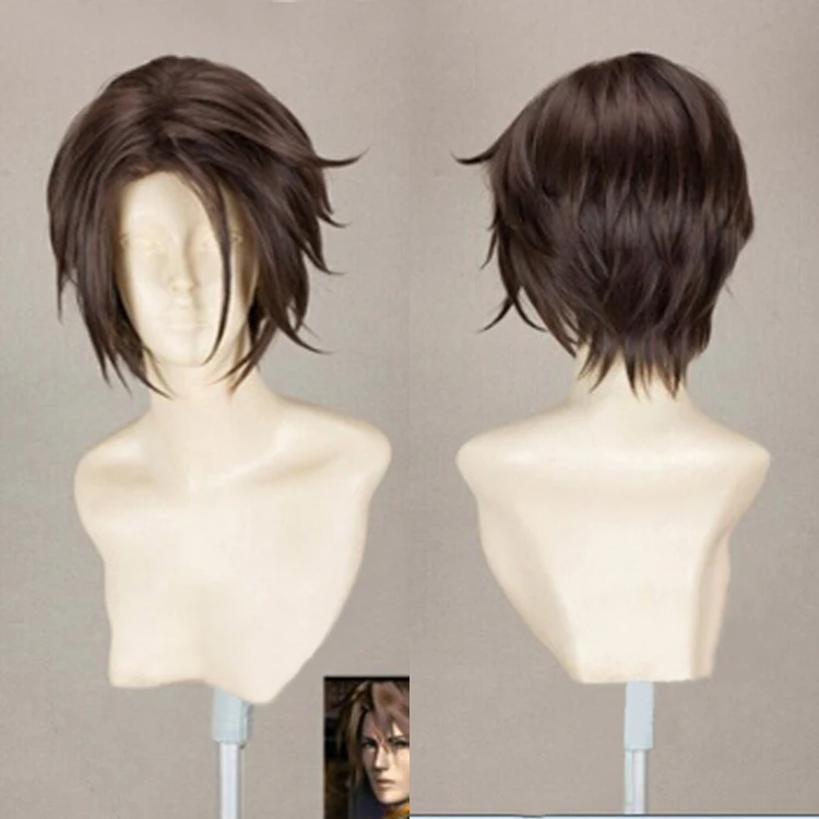 

Final Fantasy FF8 Squall Leonhart Short Brown Heat Resistant Hair Cosplay Costume Wig + Free Wig Cap
