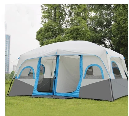 Cheap 10-12 persons large size Outdoor tent Double telescopic camping & hiking traveling windproof Rainproof tent 425 * 305 * 203cm