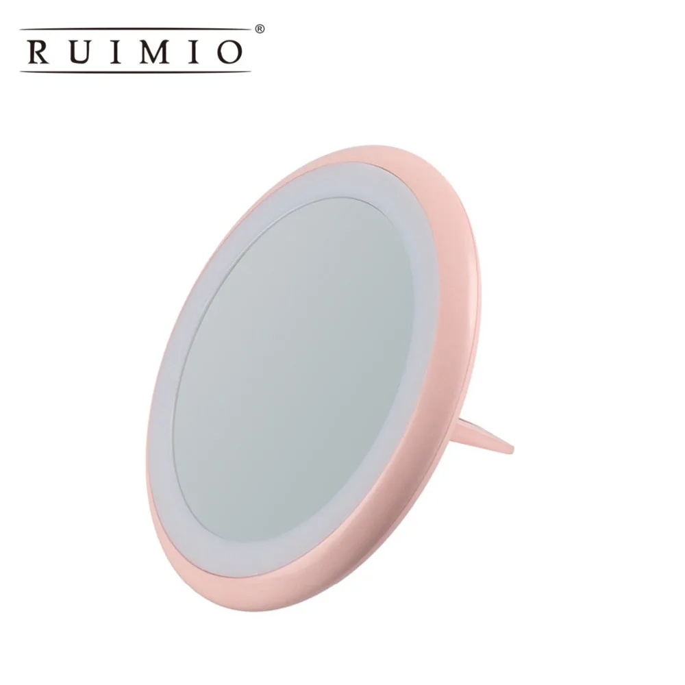 

90 Degree Foldable LED Lighted Makeup Cosmetic Mirror Strap Finger Ring Stand Ultra-thin Swivel Ring Cordless Portable Travel